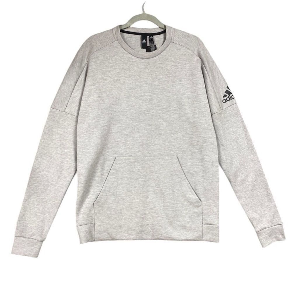 NEW Adidas ID Stadium Sweatshirt Men Size Medium Gray Pullover Crewneck Kangaroo